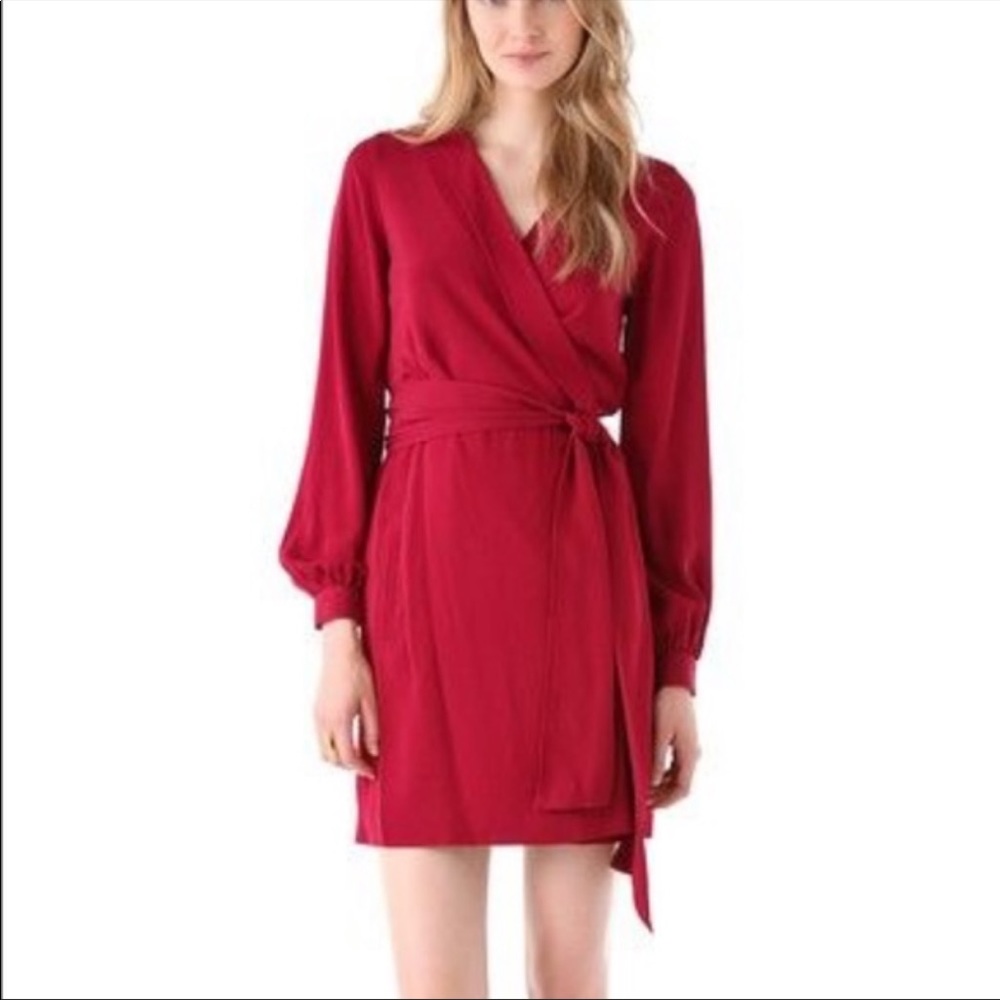 DvF Millicent Lily Red Silk Wrap Dress